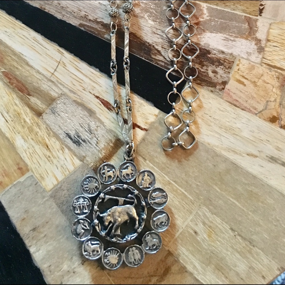 TAURUS Large Pendant Silver * Unique Artisan one of a kind handmade necklace.